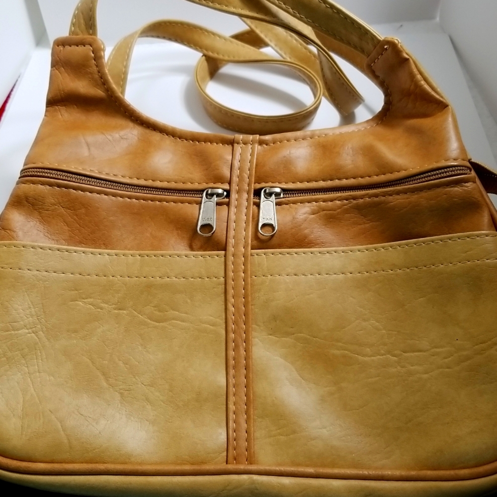 Handbag - Brand New Two Tone Tan Double Strap Shoulder Handbag